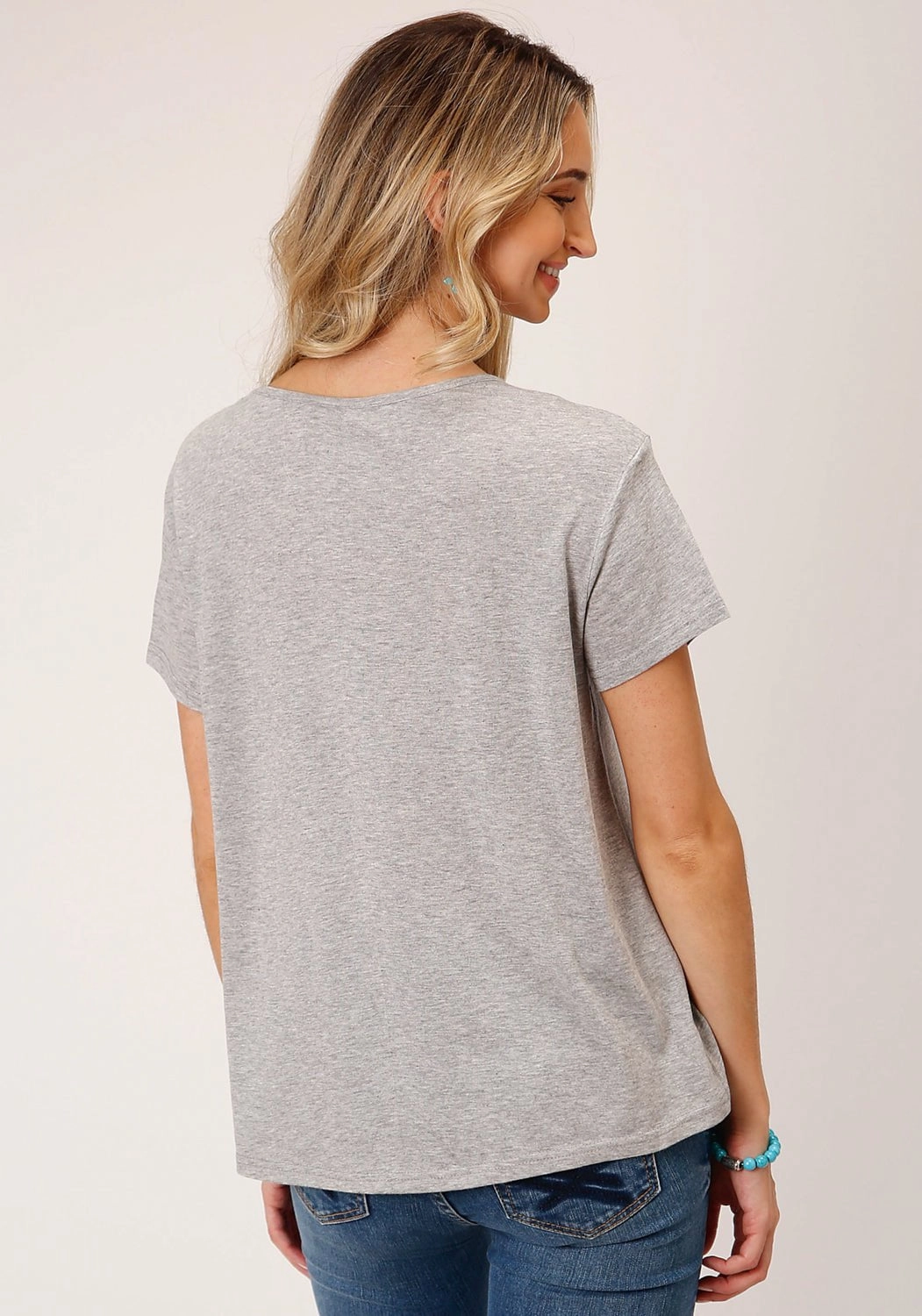Roper Womens Love You Barn Grey Poly/Rayon S/S T-Shirt Multipocket Style