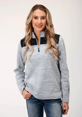 Magnetic Fasteners Secure Closure System Roper Womens Micro Grey 100% Polyester Fleece Jacket