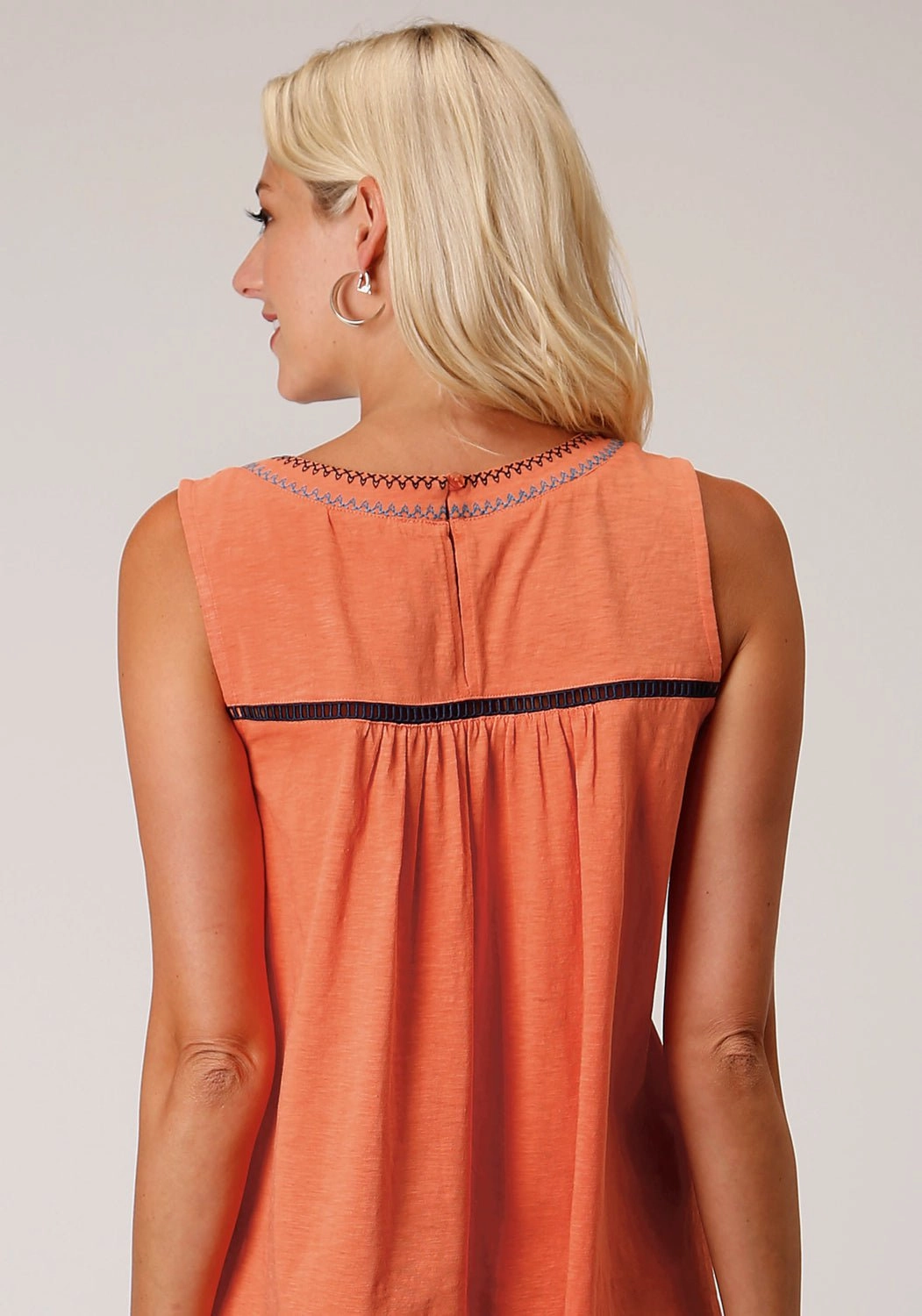 Ultra Soft Interior Roper Womens Orange 100% Cotton Colorful Bandana S/L Tunic