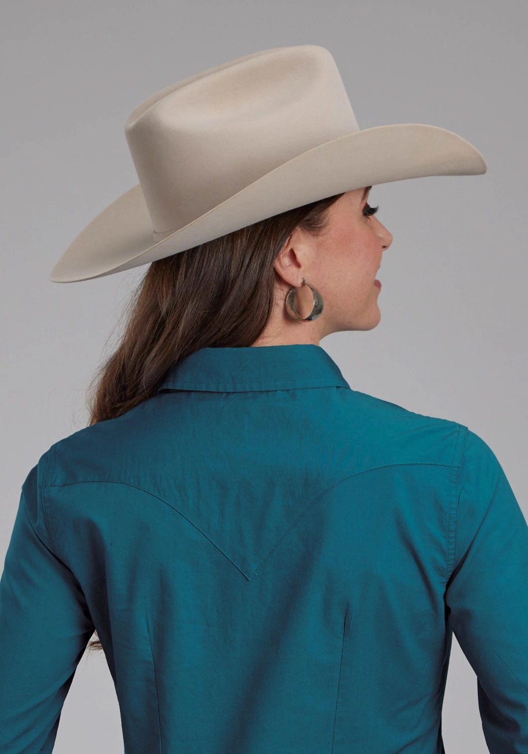 Roper Womens Performance Poplin Blue 100% Cotton L/S Shirt Effortless Style Comfort First Fit