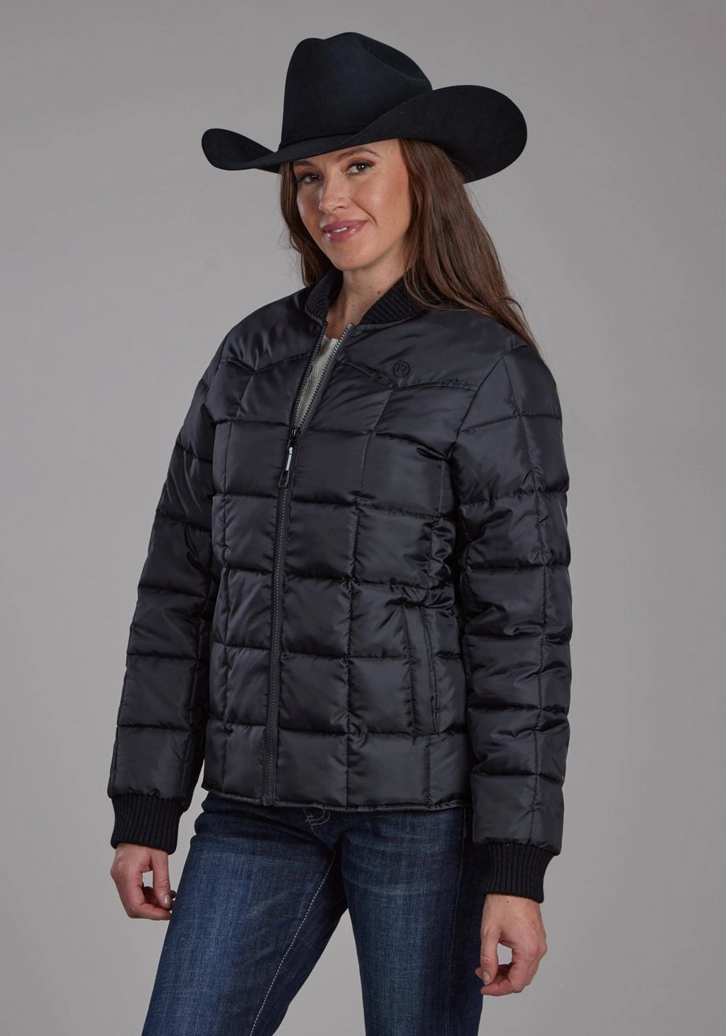 Roper Womens Poly Filled Western Black 100% Polyester Insulated Jacket Quick Dry Material