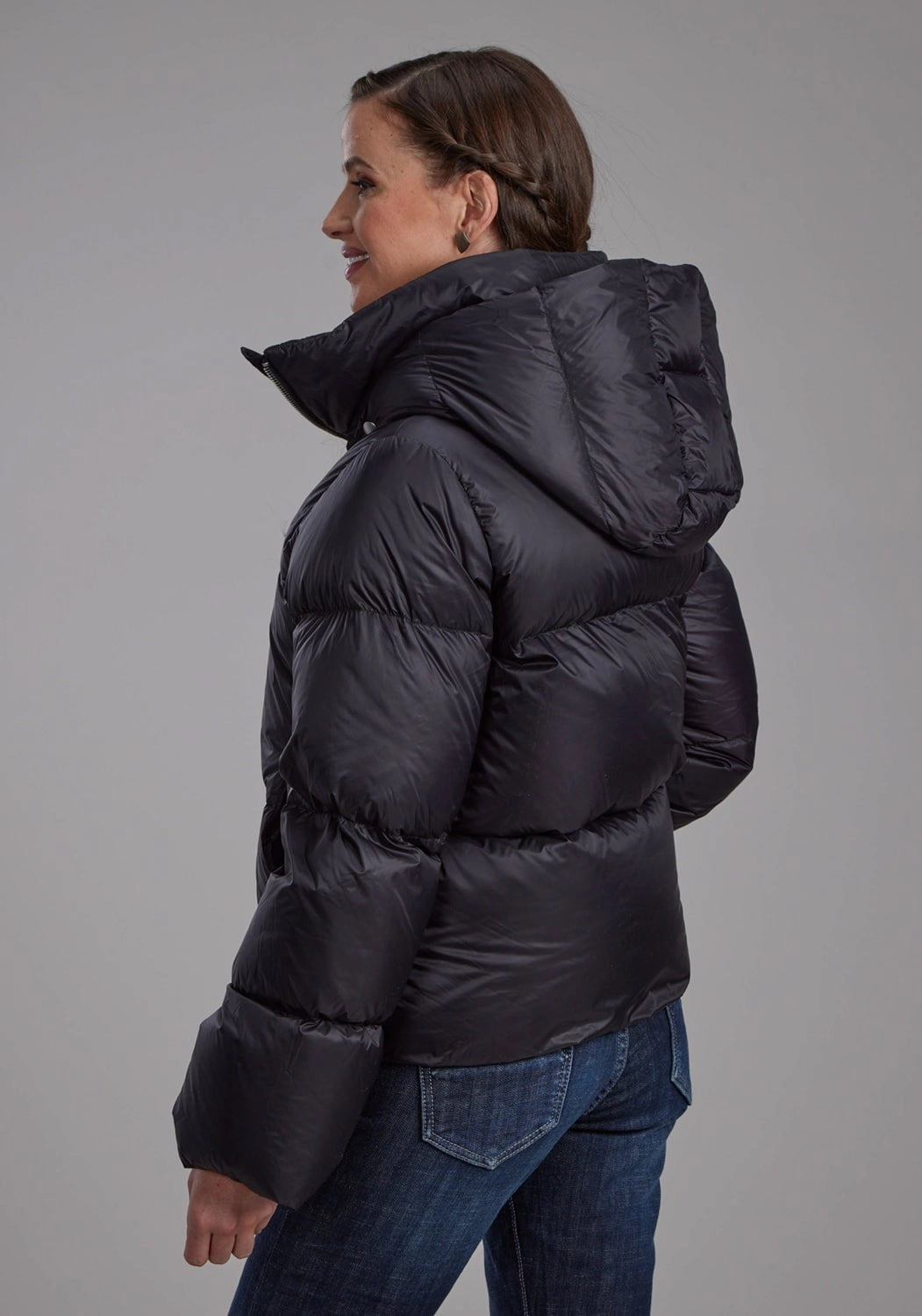 Odor Resistant Fabric Light Padding Roper Womens Puffer Down Coat Black 100% Nylon Softshell Jacket