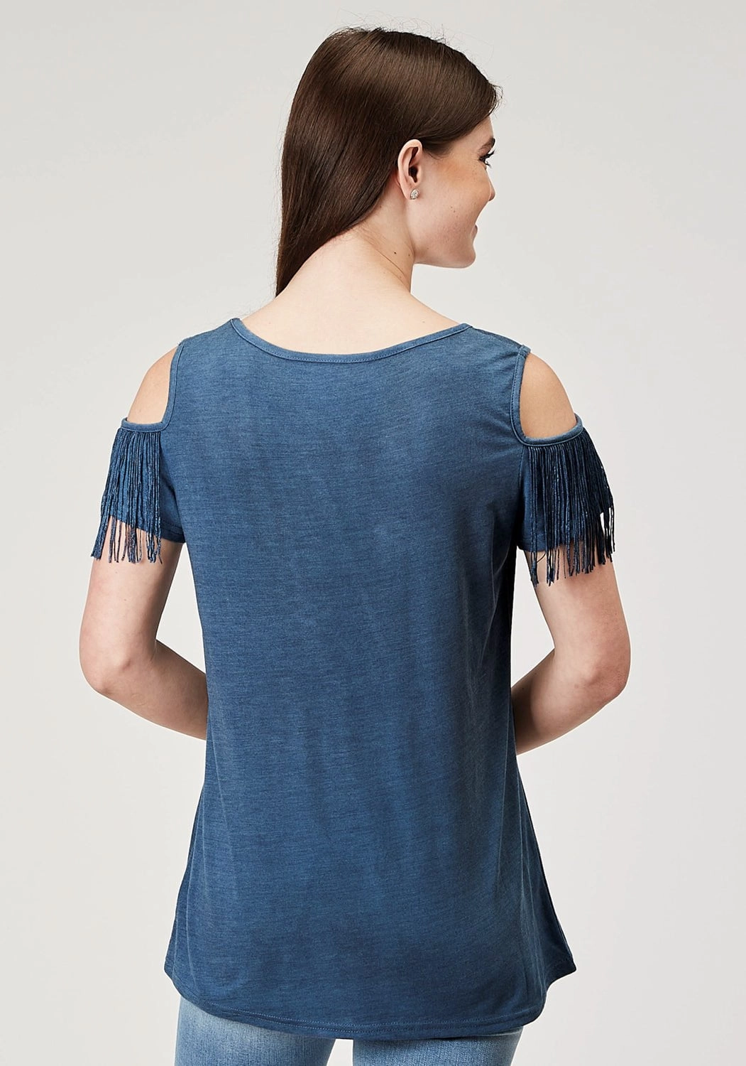 Active Wear Roper Womens Stay Wild Navy Poly/Cotton Cold Shoulder S/S T-Shirt