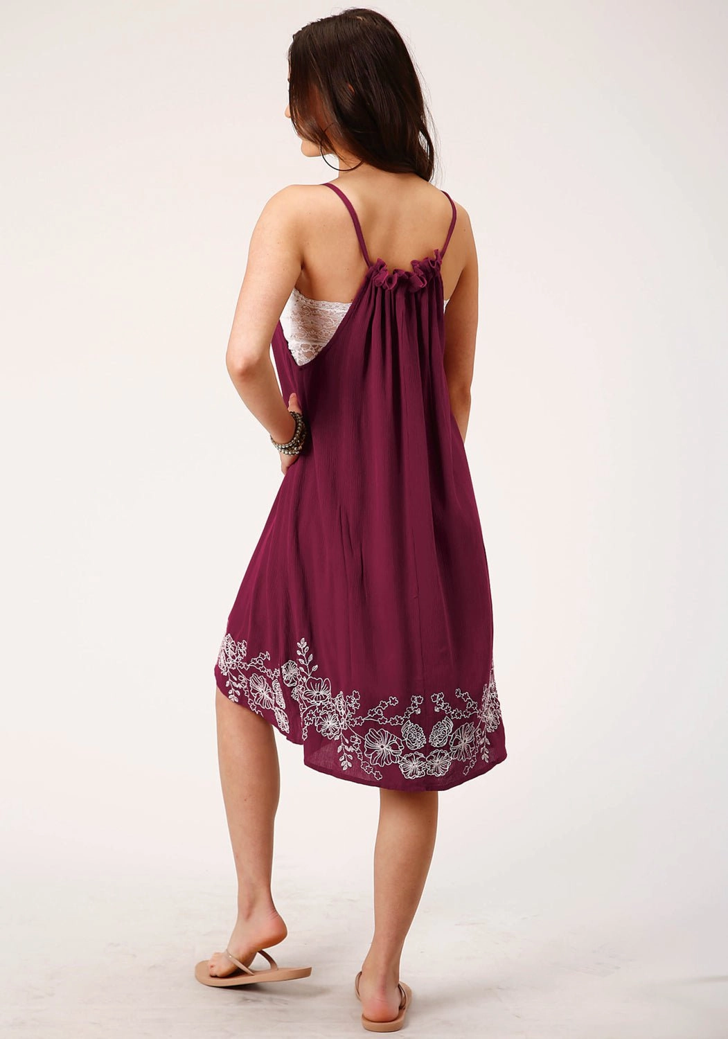 Roper Womens Strappy Crepe Wine 100% Rayon S/L Dress Versatile Layering Layered-Look