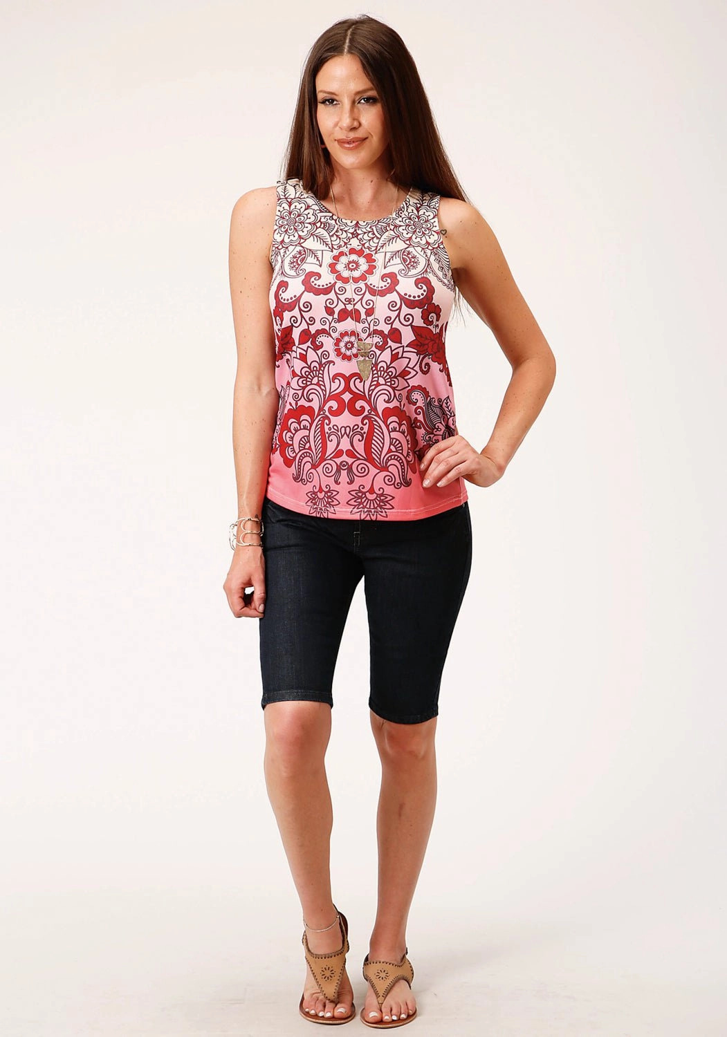 Eco-Friendly Fabric Roper Womens Sweater Jersey Multi-Color 95% Polyester/5% Spandex S/L Tank Top