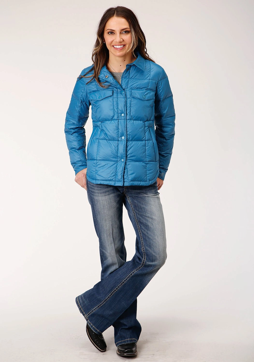 LaserCut Vents Compact Travel Friendly Roper Womens Teal Blue Nylon Parachute Down Fill Jacket