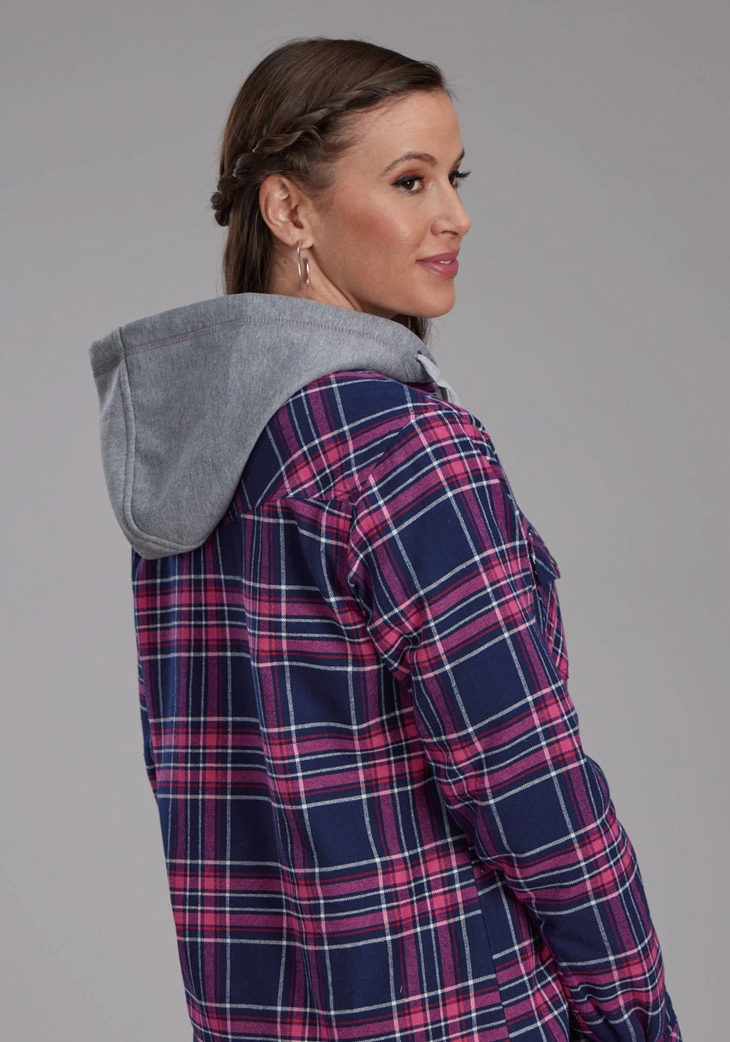 Roper Womens Thermal Lined Flannel Blue 100% Cotton Jacket City Layer Style Oversized style