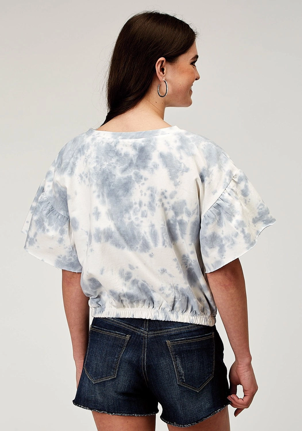 Roper Womens Tie Dye French Terry Blue 100% Cotton S/S T-Shirt Trend-Driven Timeless elegance