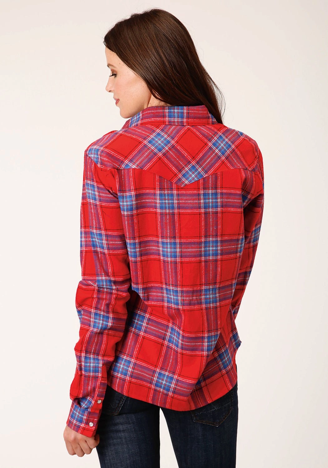 Short Sleeve Quick Dry Construction Roper Womens Unlined Flannel Red 100% Cotton L/S Shirt