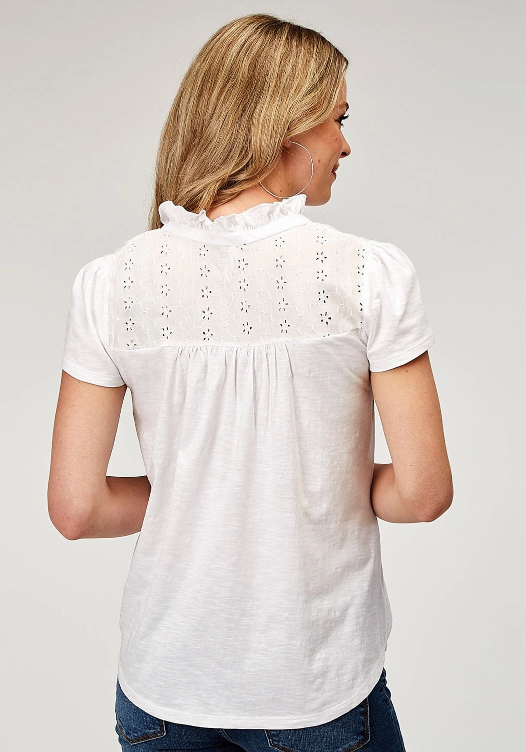 Essential Wardrobe High-End Fabric Roper Womens Victorian Shiffley White 100% Cotton S/S Shirt