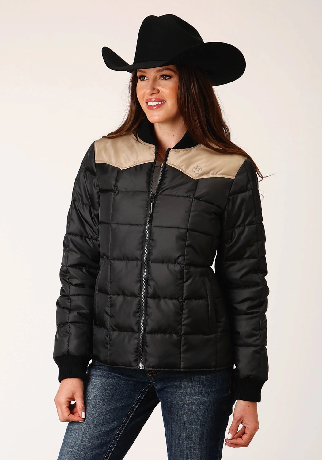 Roper Womens Western Polyfill Black 100% Polyester Softshell Jacket Tear Resistant Weave OdorControlTreatment