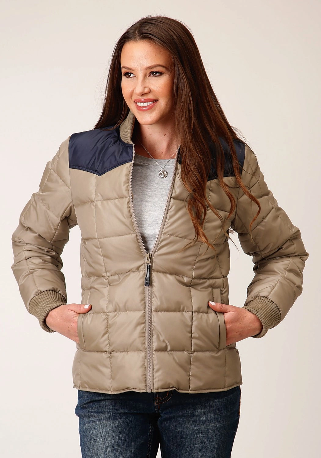 Casual Classic Hypoallergenic Interior Layer Roper Womens Western Polyfill Brown 100% Polyester Softshell Jacket