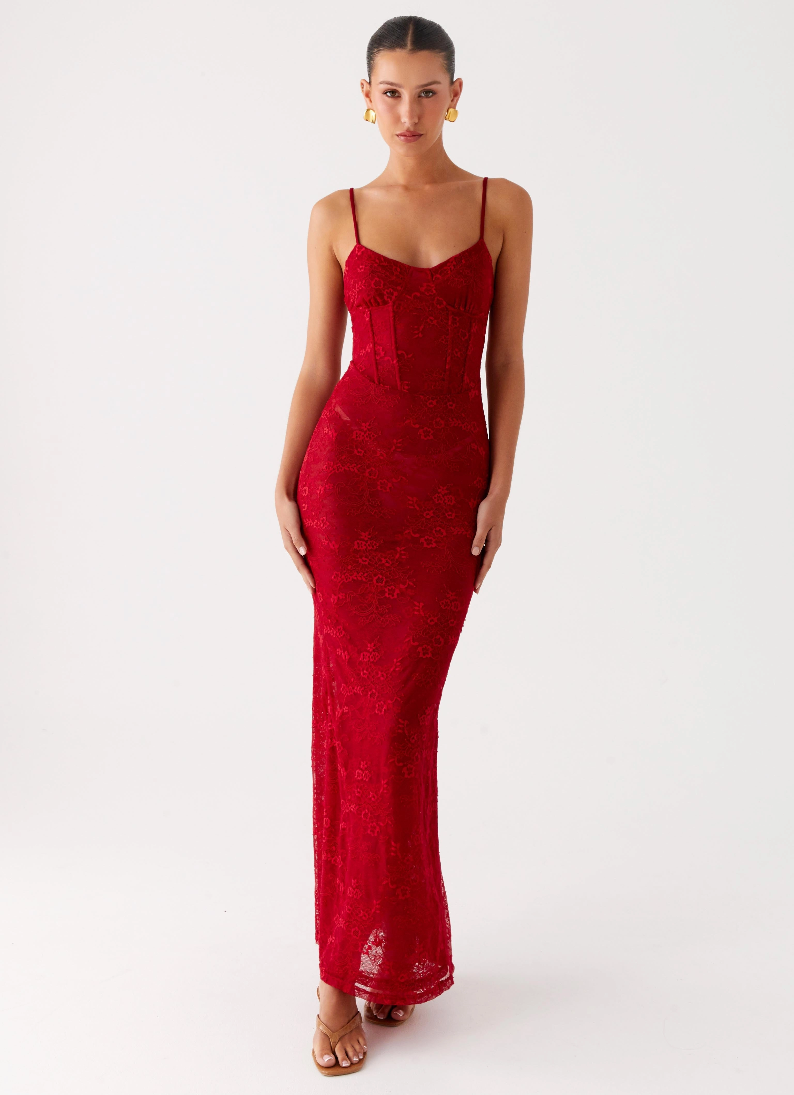 Rosa Corset Maxi Dress - Red Sleek And Stylish