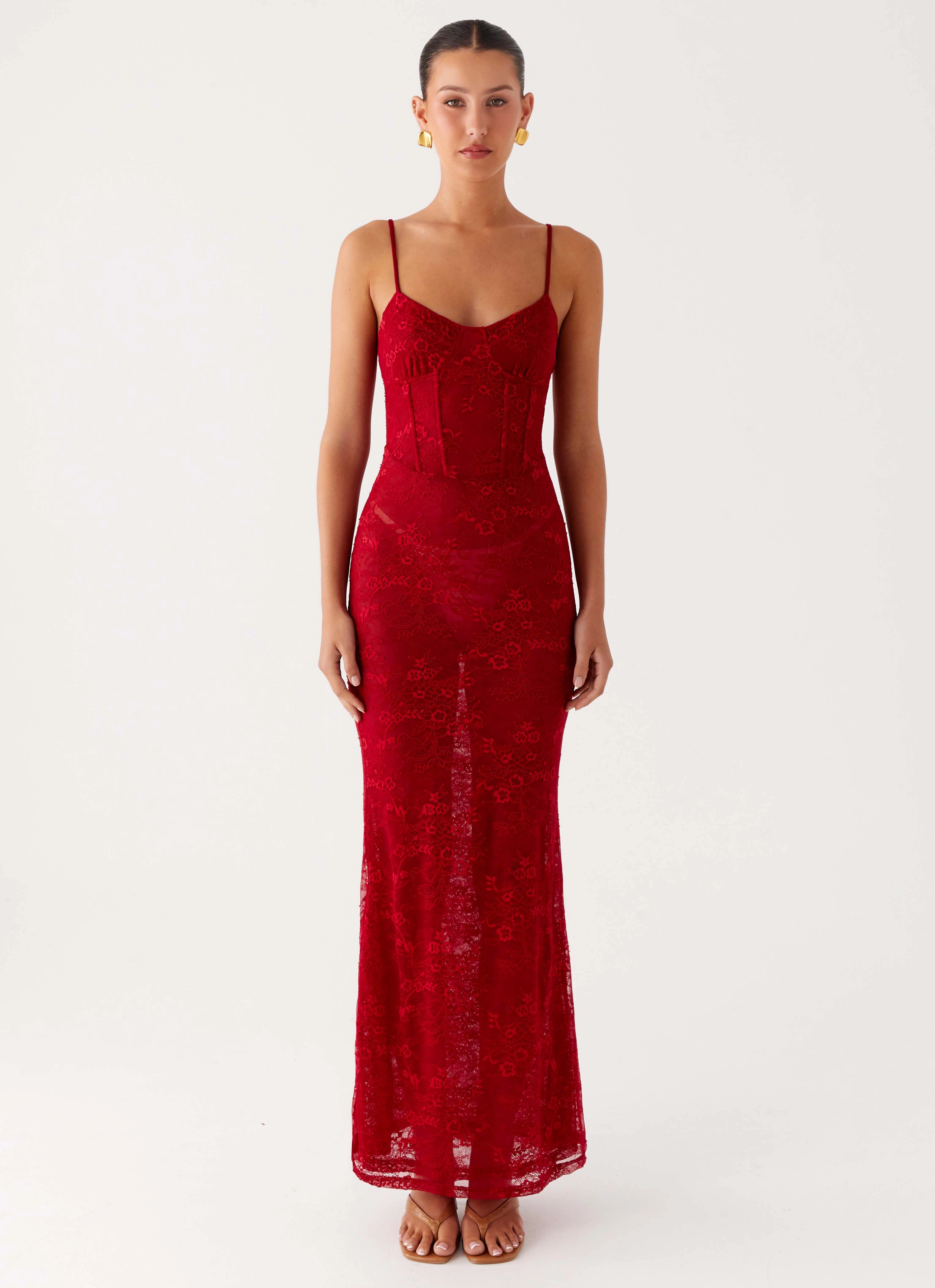 Rosa Corset Maxi Dress - Red sweet moment Evening Event