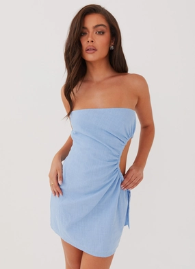 Rosella Linen Mini Dress - Blue Casual Style Wear