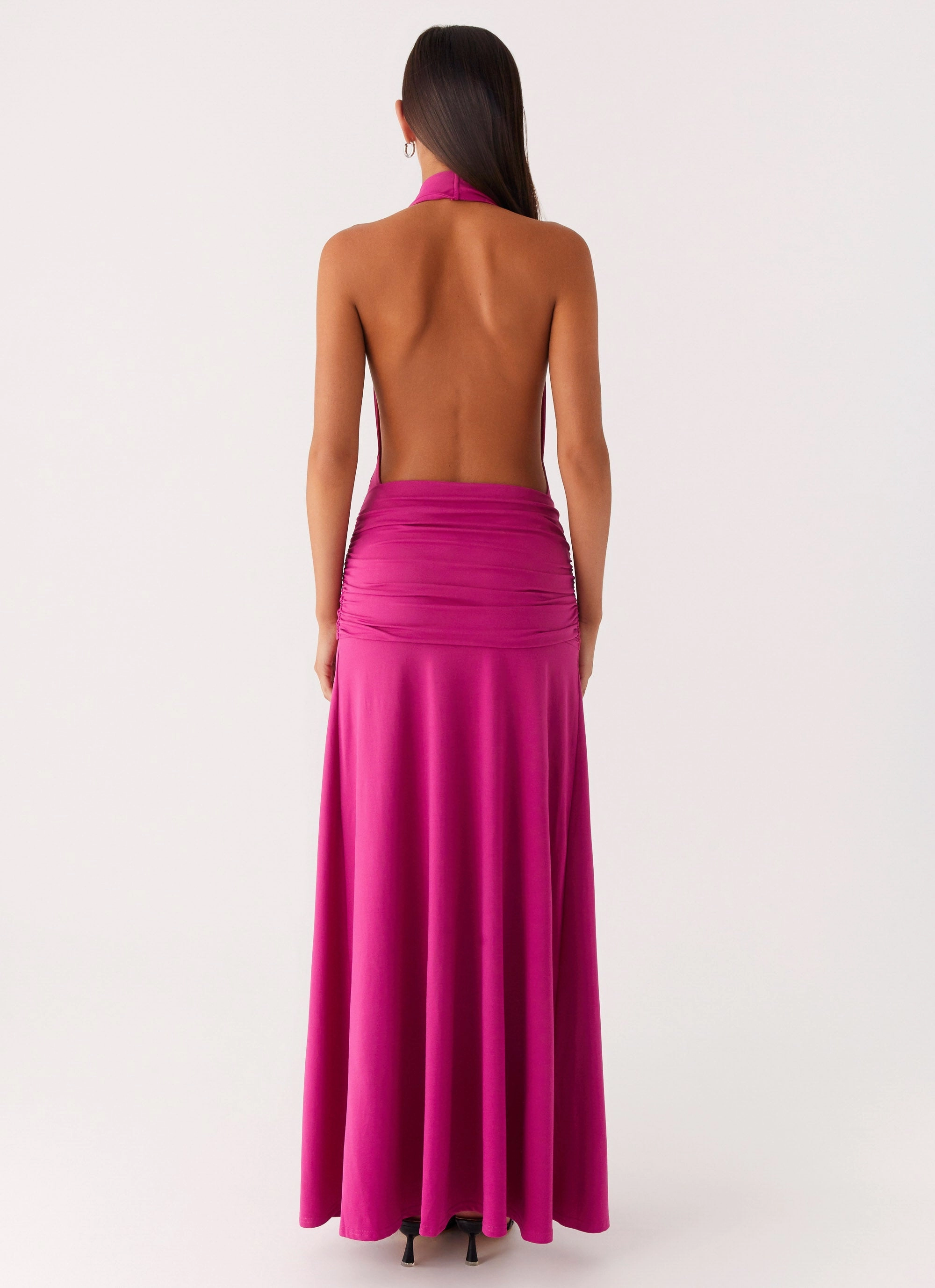 Rowan Ray Cowl Maxi Dress - Fuchsia Versatile Winter Outerwear Bright Color