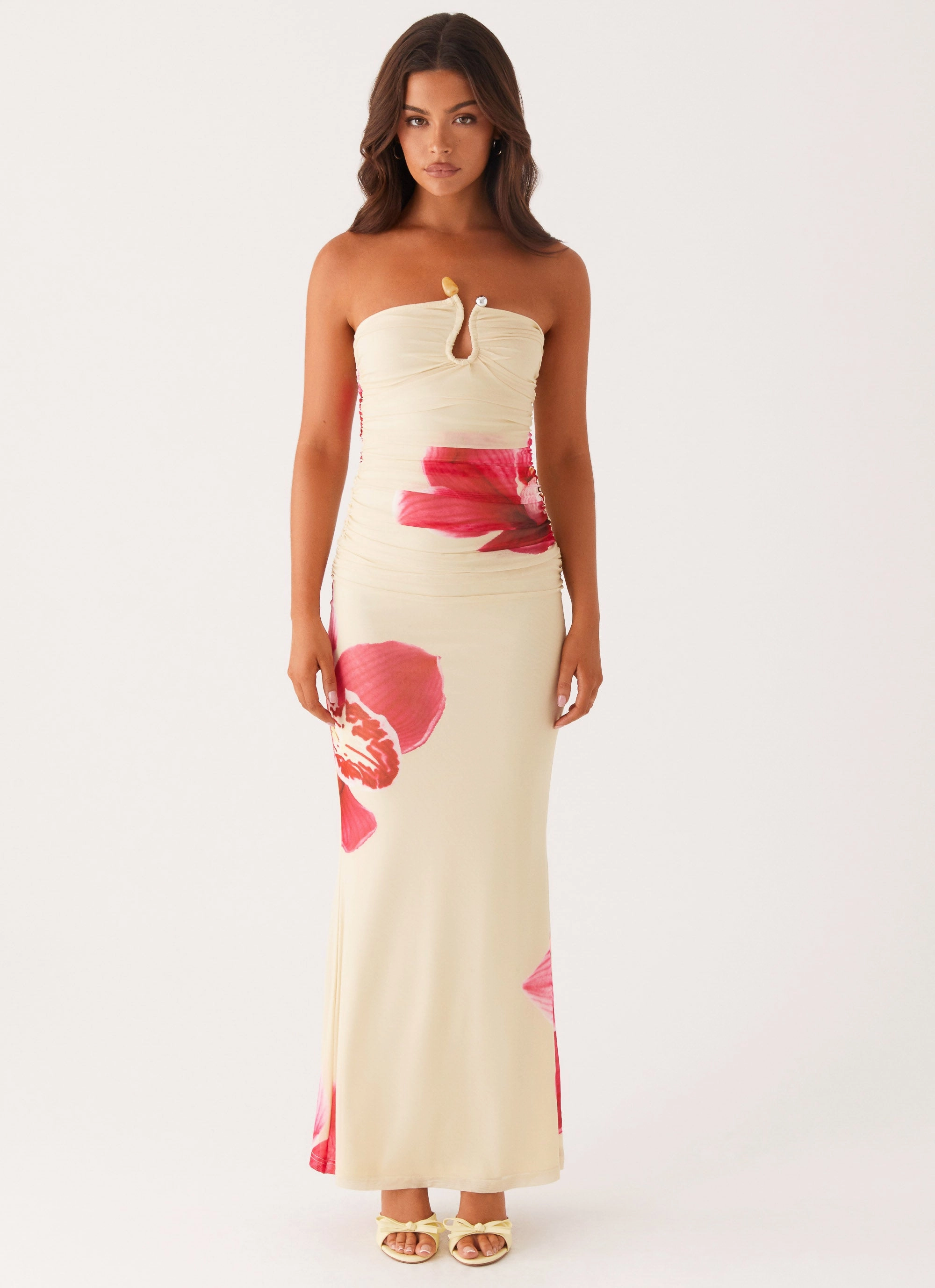 Rudy Maxi Dress - Orchid Yellow Drawstring-Closure