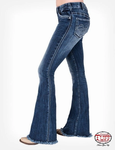 Cowgirl Tuff Womens Hurricane Trouser Dark Wash Cotton Blend Jeans Minimalist Elegant