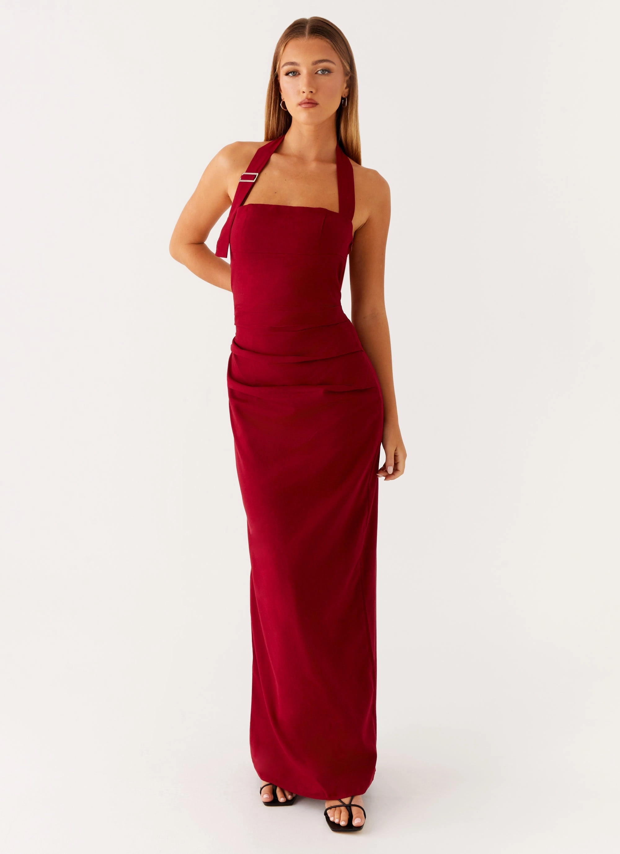 Rumour Has it Maxi Dress - Red Long Coat