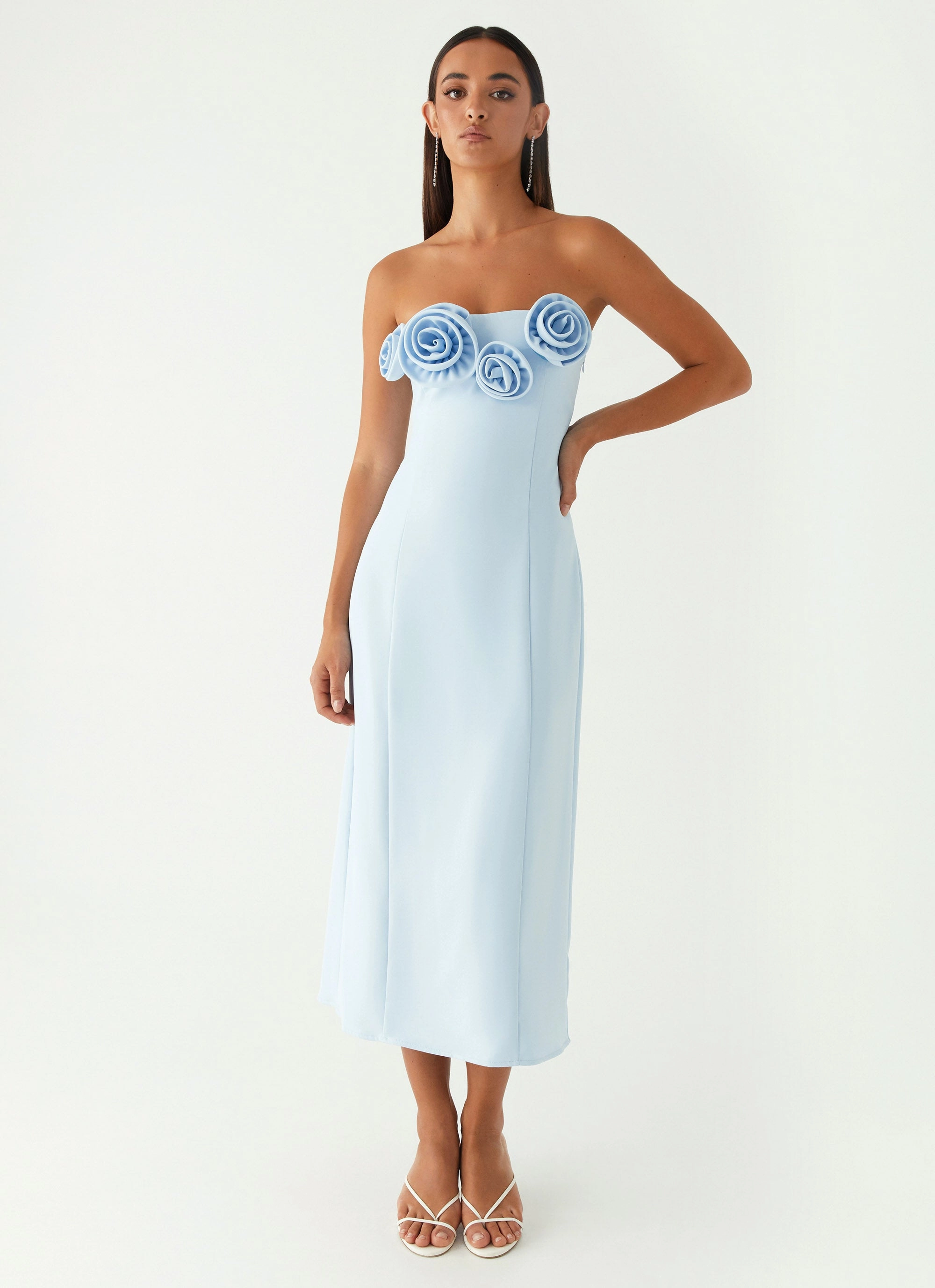 Soft Outerwear Warm Layering Patsie Strapless Midi Dress - Blue