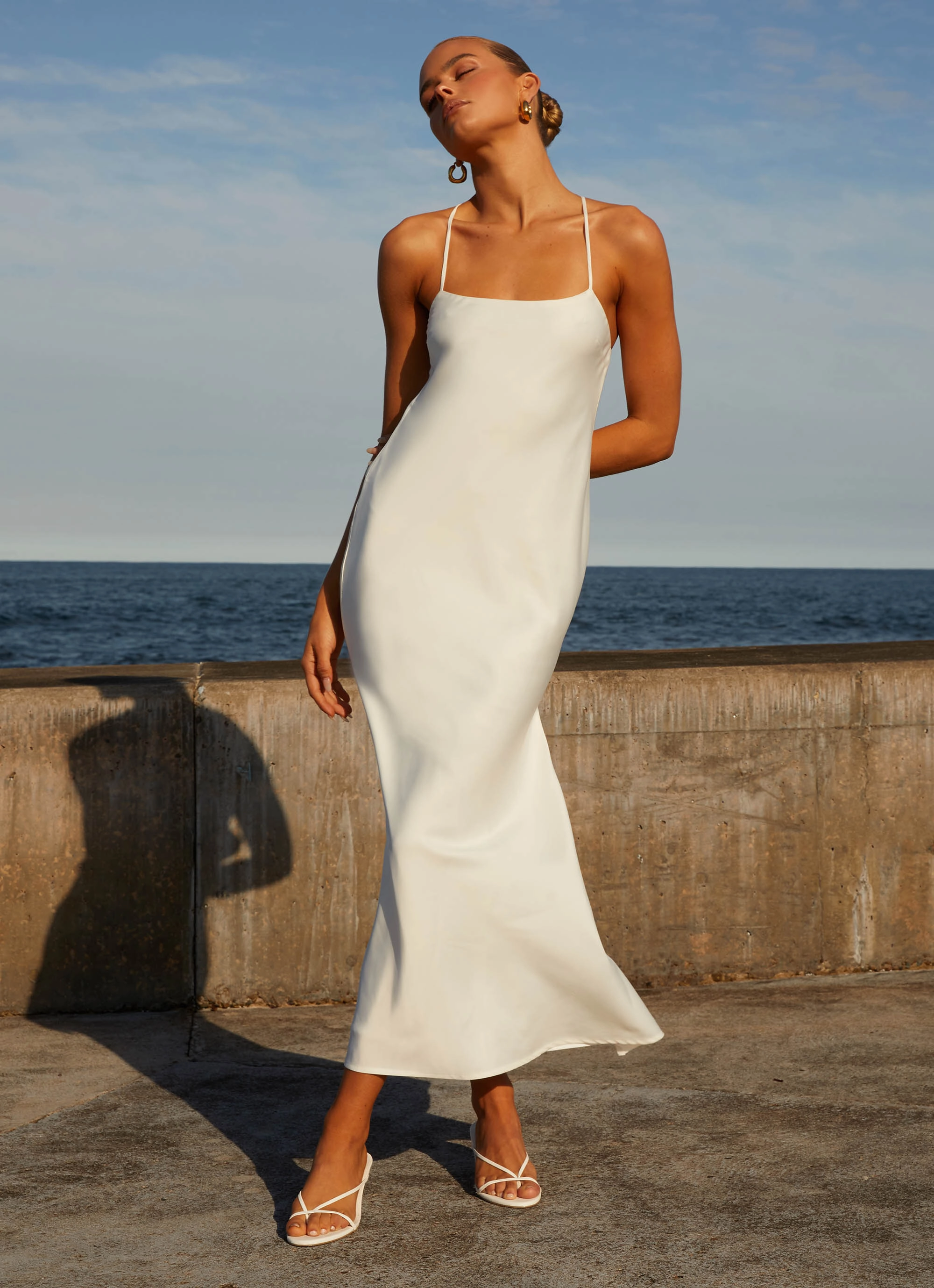 Hooded Coat Runway Royalty Maxi Dress - White