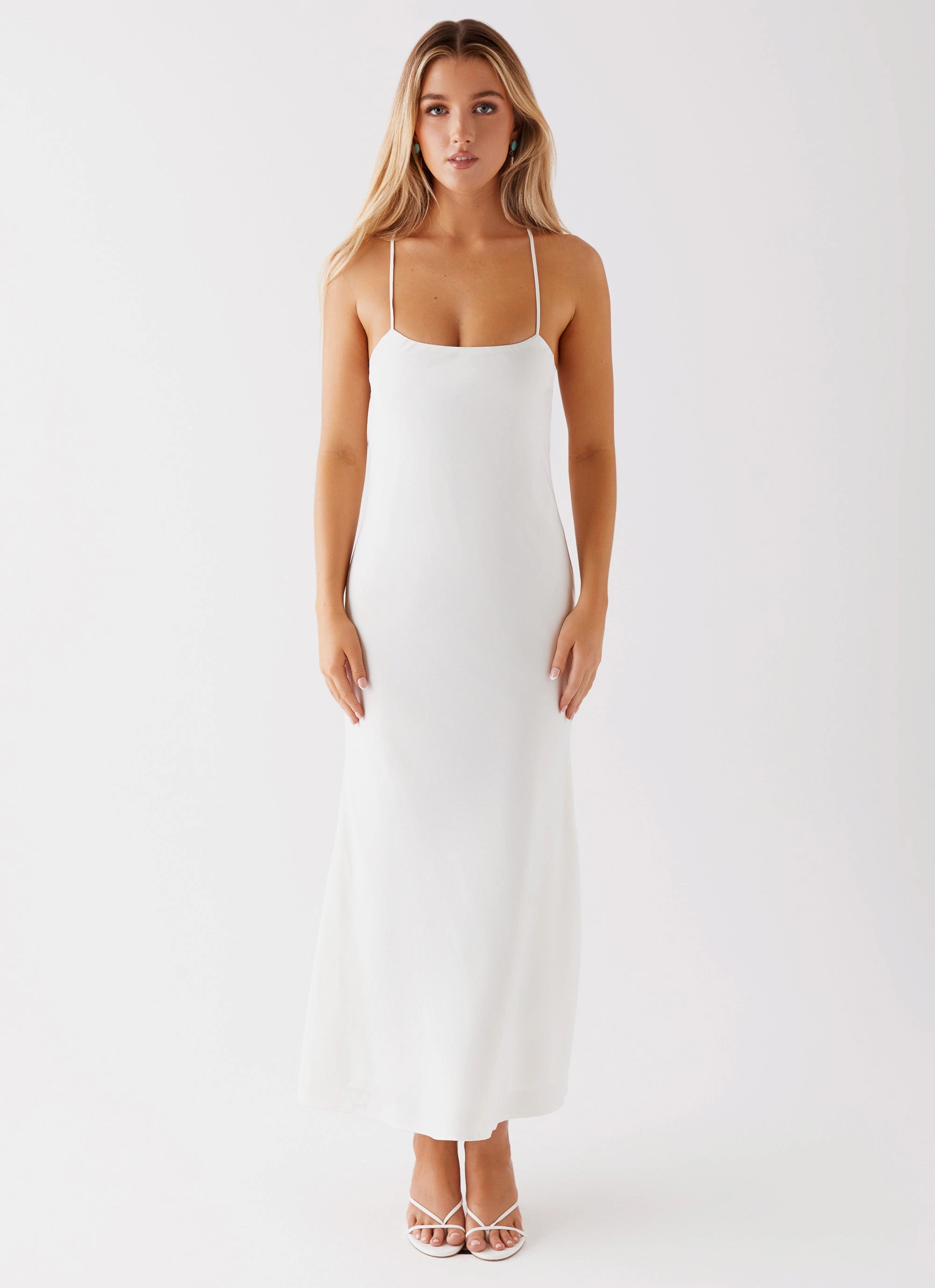 Runway Royalty Maxi Dress - White Neutral Tone Classic Cut