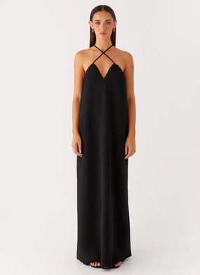 Saba Maxi Dress - Black Chilly Day Comfort