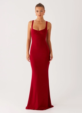 Safiya Maxi Dress - Maroon Seamless-Look