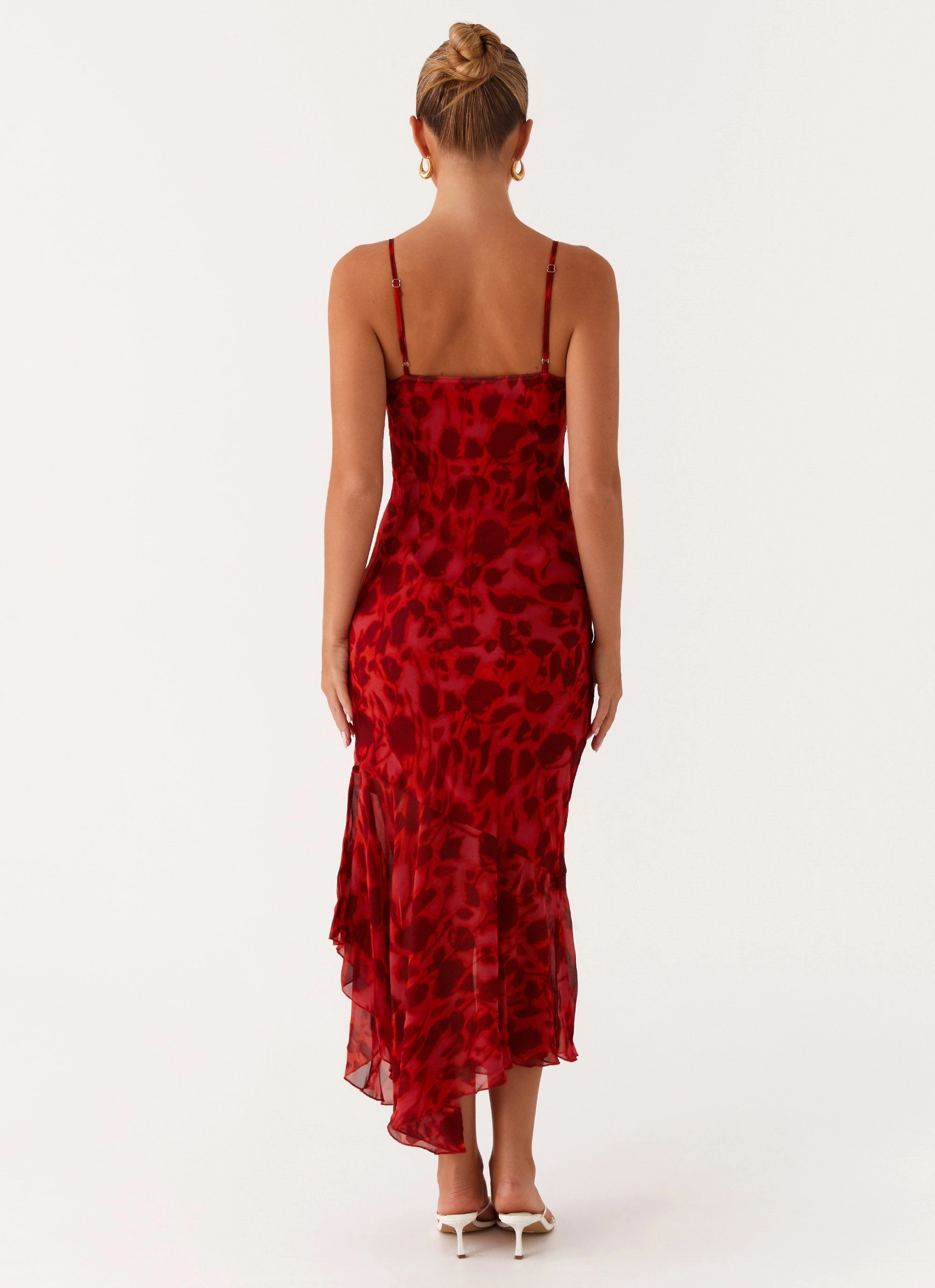 SeamlessConstruction Sally Midi Dress - Deep Red Floral