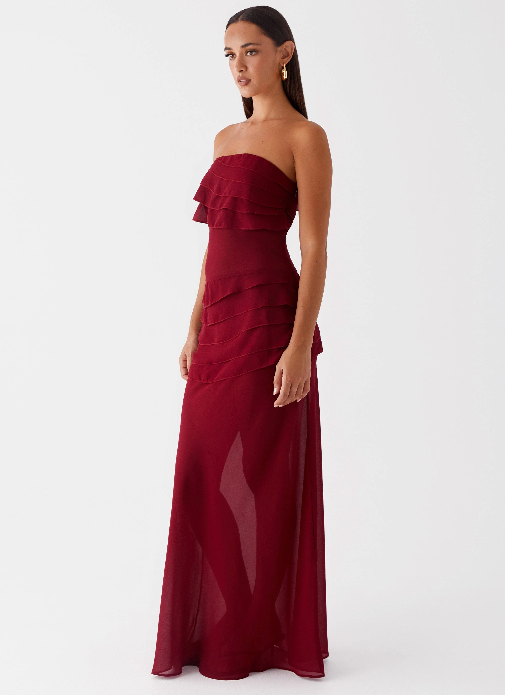 Into The Night Maxi Dress - Cherry Red Teddy Coat