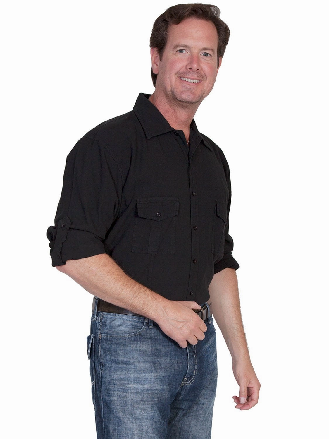 Bold colors Scully Cantina Mens Black 100% Cotton Casual Sport Shirt