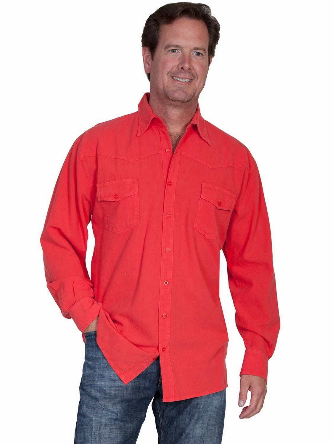 Scully Cantina Mens Cayenne 100% Cotton Western Casual Shirt Winter Layering Flexible Knit