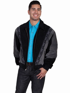 Scully Leather Mens Black W/Dk Grey Boar Suede Rodeo Jacket RipResistant Reinforcement