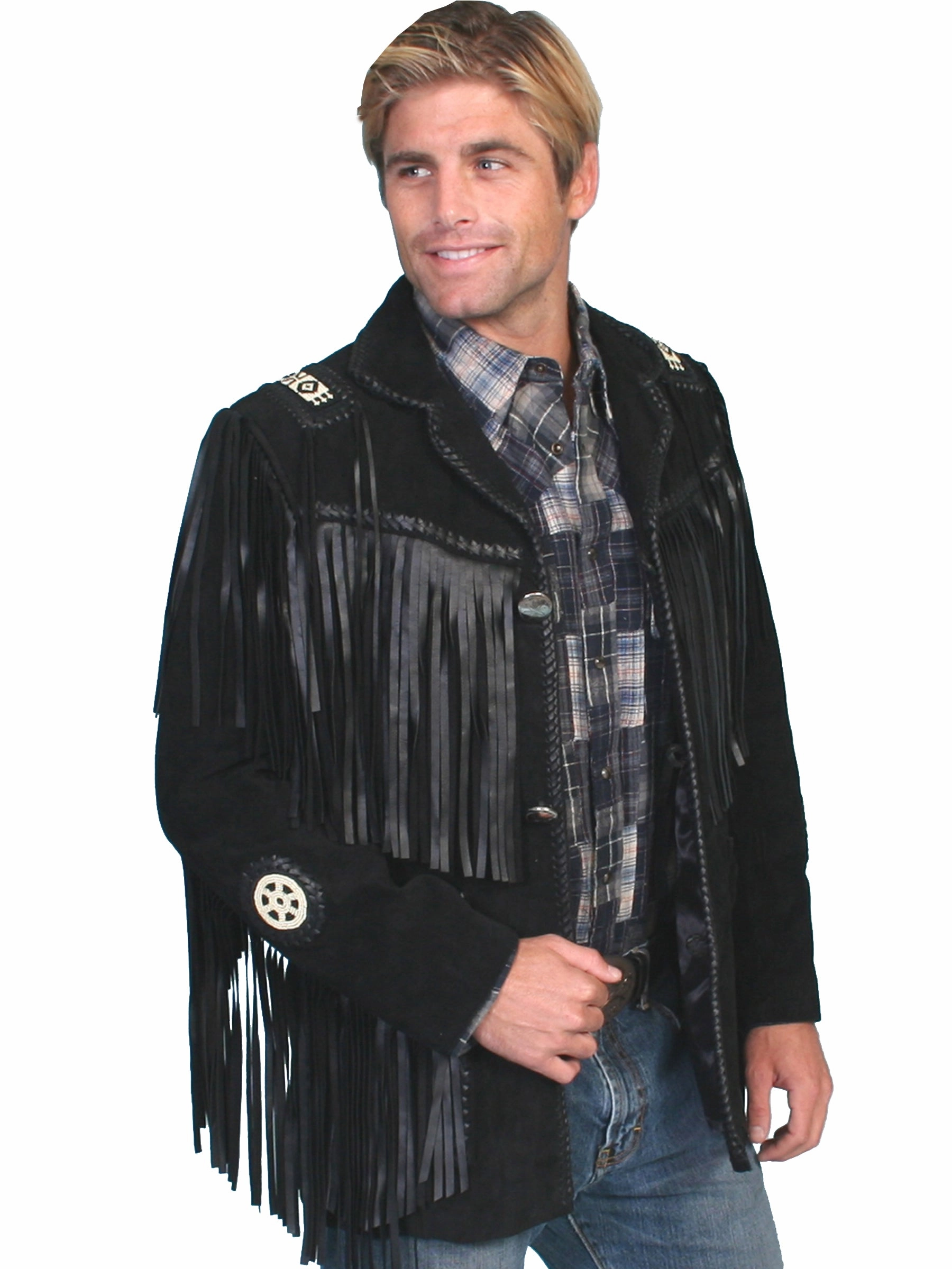 Noise Free Material Interchangeable Liners Scully Leather Mens Mountain Man Handlaced Bead Trim Coat Black
