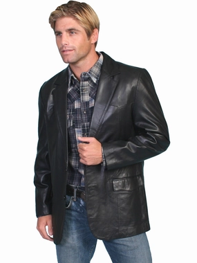 Scully Leather Mens Western Lambskin Blazer Black Ripstop Fabric Technology