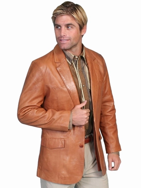 Magnetic Closure System Scully Leather Mens Western Lambskin Blazer Ranch Tan