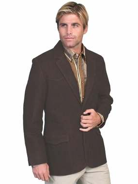 Everyday Layer Style Scully Leather Mens Western Sportcoat Blazer Jacket Button Front Brown
