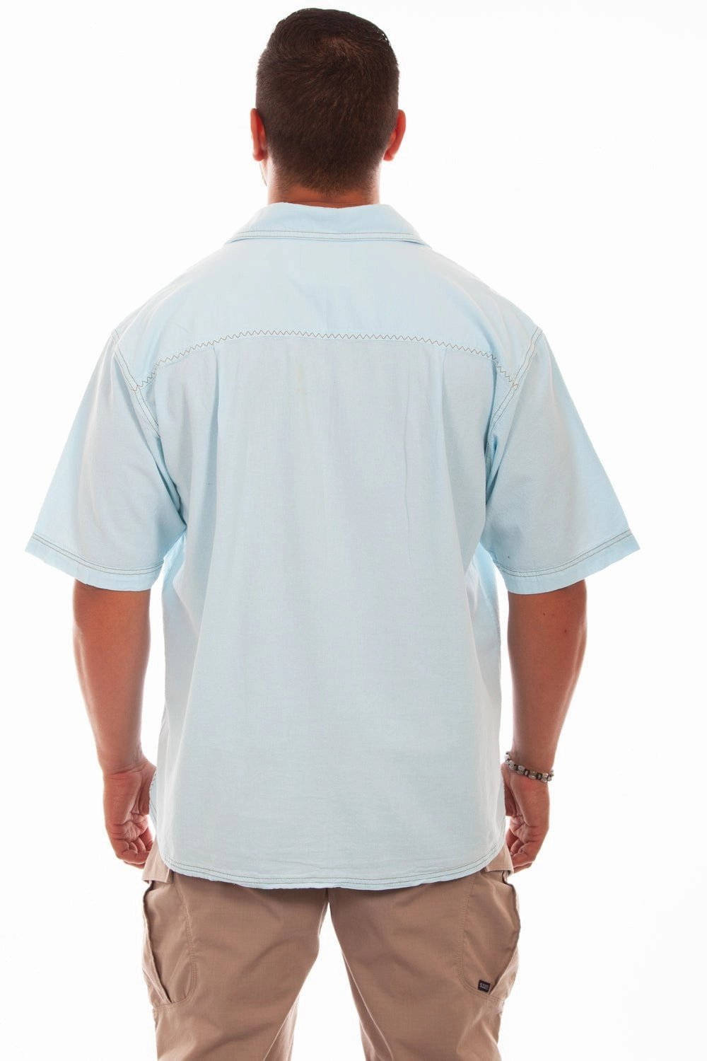 Scully Mens Aqua Sky 100% Cotton Traveler S/S Shirt Neutral Tones Gym Wear