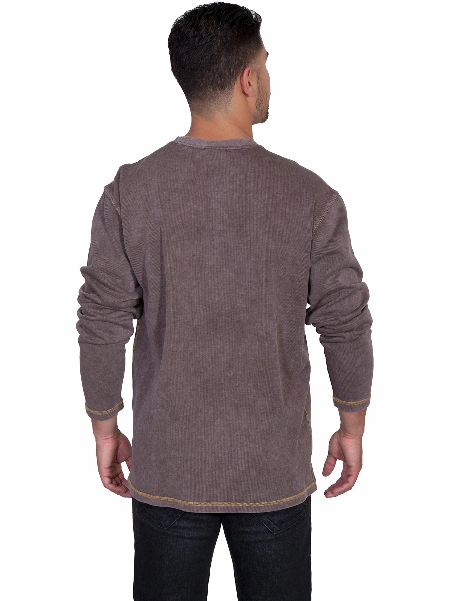 Neutral Tones Streamlined Design Scully Mens Bark 100% Cotton Beefy L/S T-Shirt