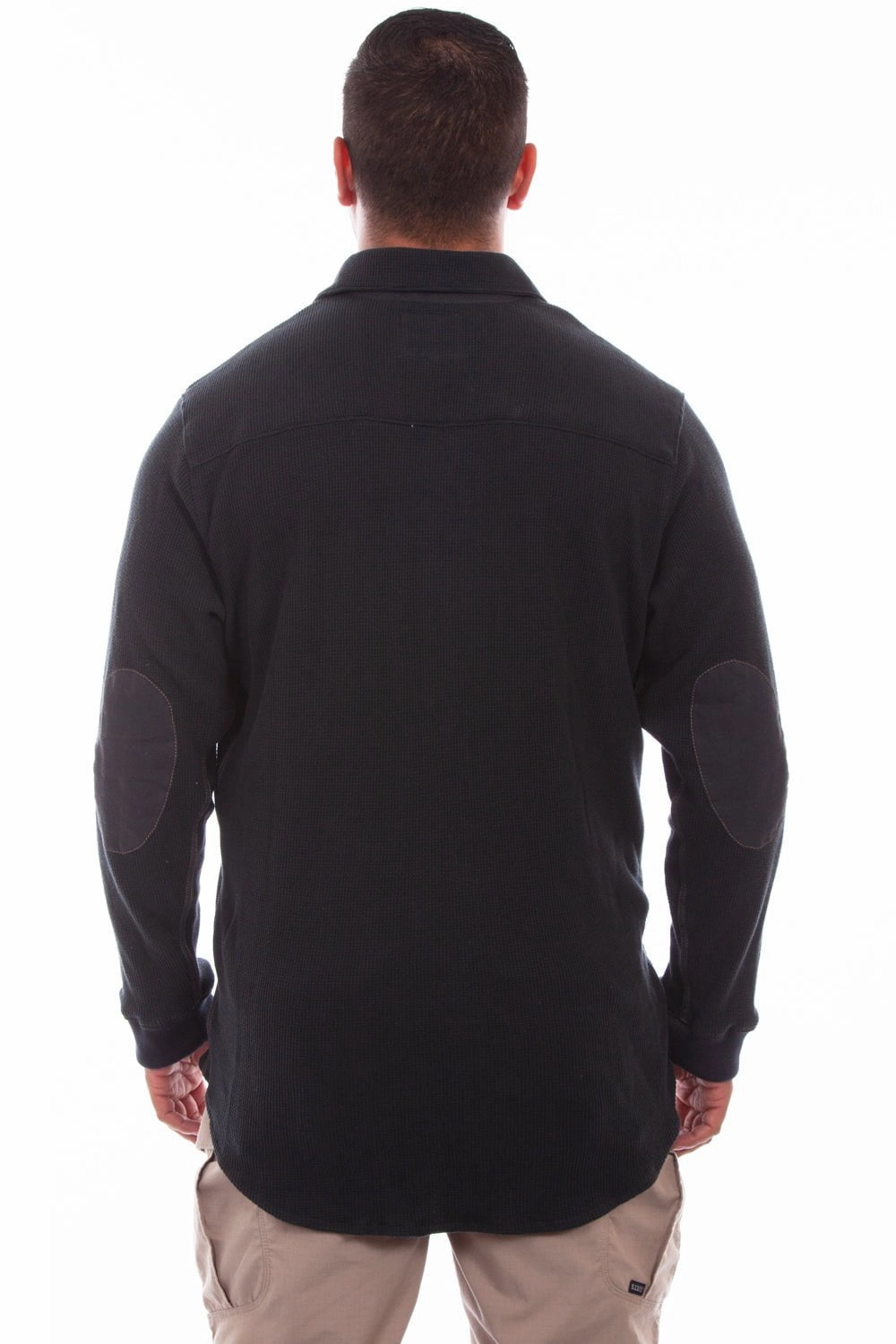 Scully Mens Black 100% Cotton Thermal Knit L/S Shirt Neutral Shade Travel Friendly