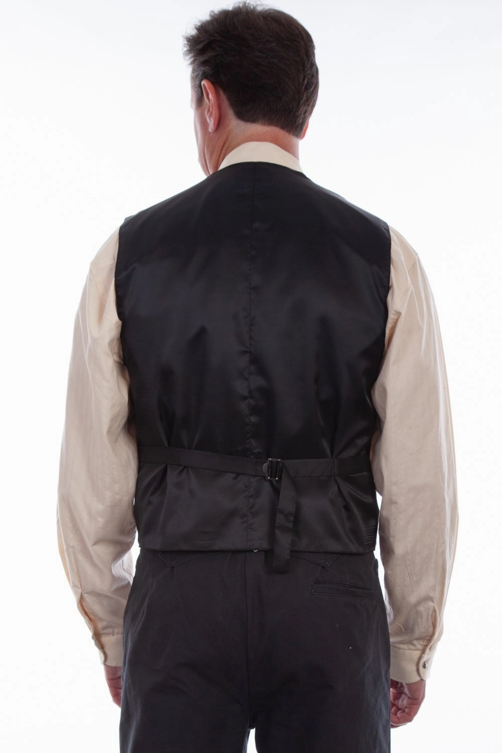 Smooth Zipper Track Thermal Insulation Layer Scully Mens Black 100% Silk Notched Lapels Vest