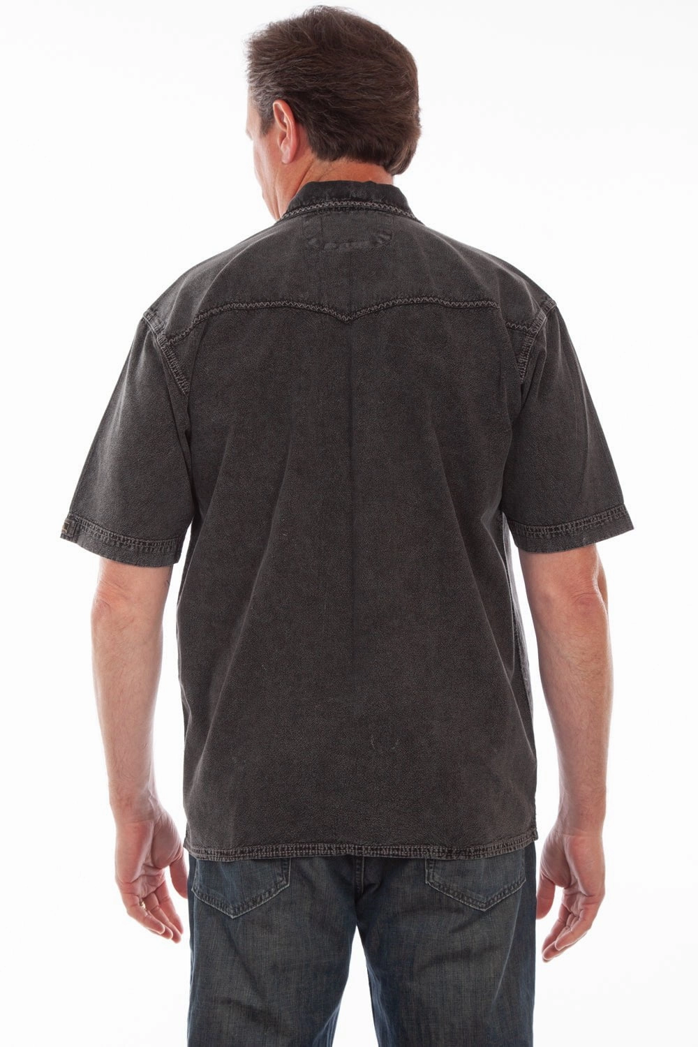 Layering Piece High-Quality Craftsmanship Scully Mens Black Distressed 100% Cotton Horses S/S Shirt