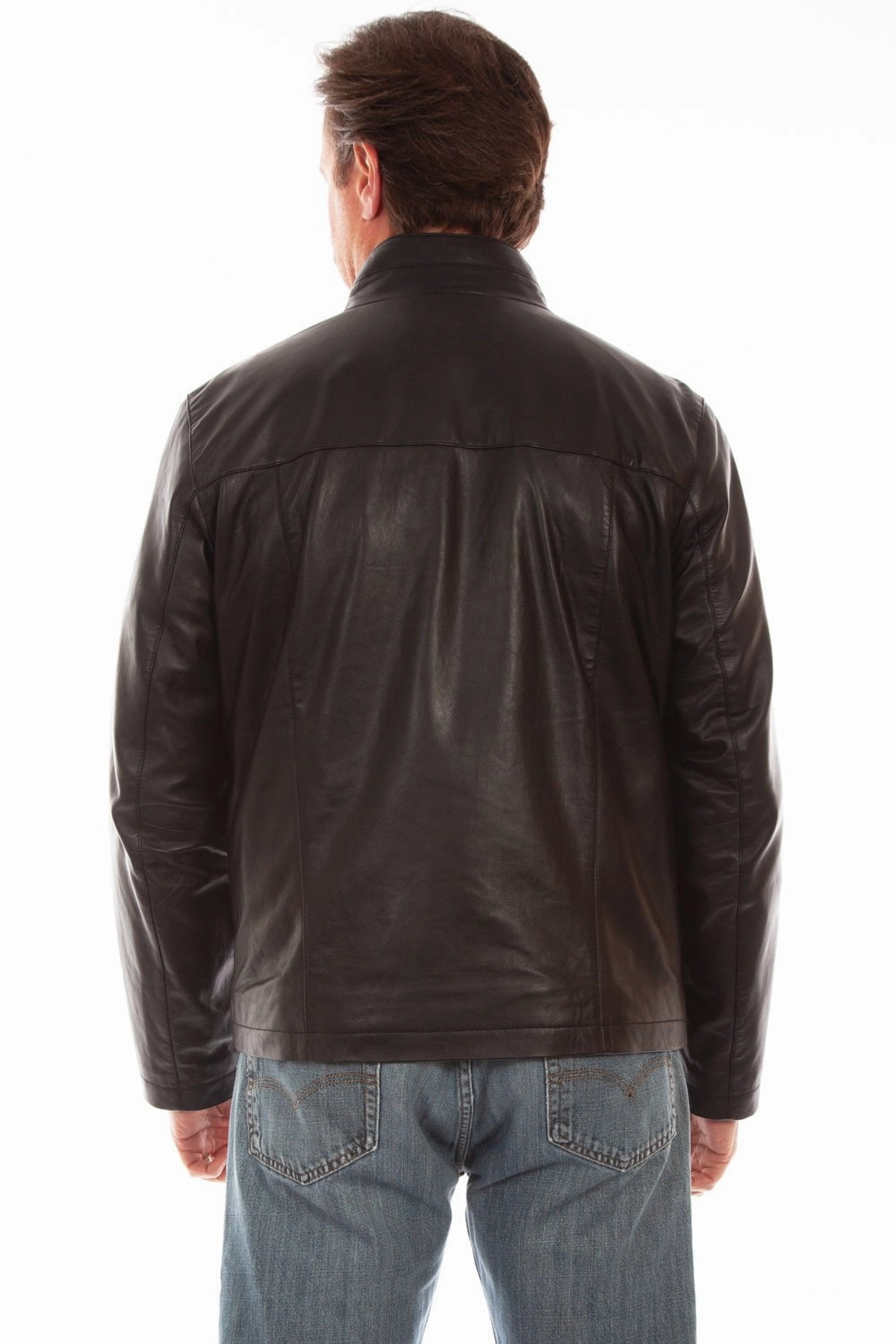 Scully Mens Black Lamb Leather Straight Yokes Jacket Classic Urban Wear Adjustable Hemline