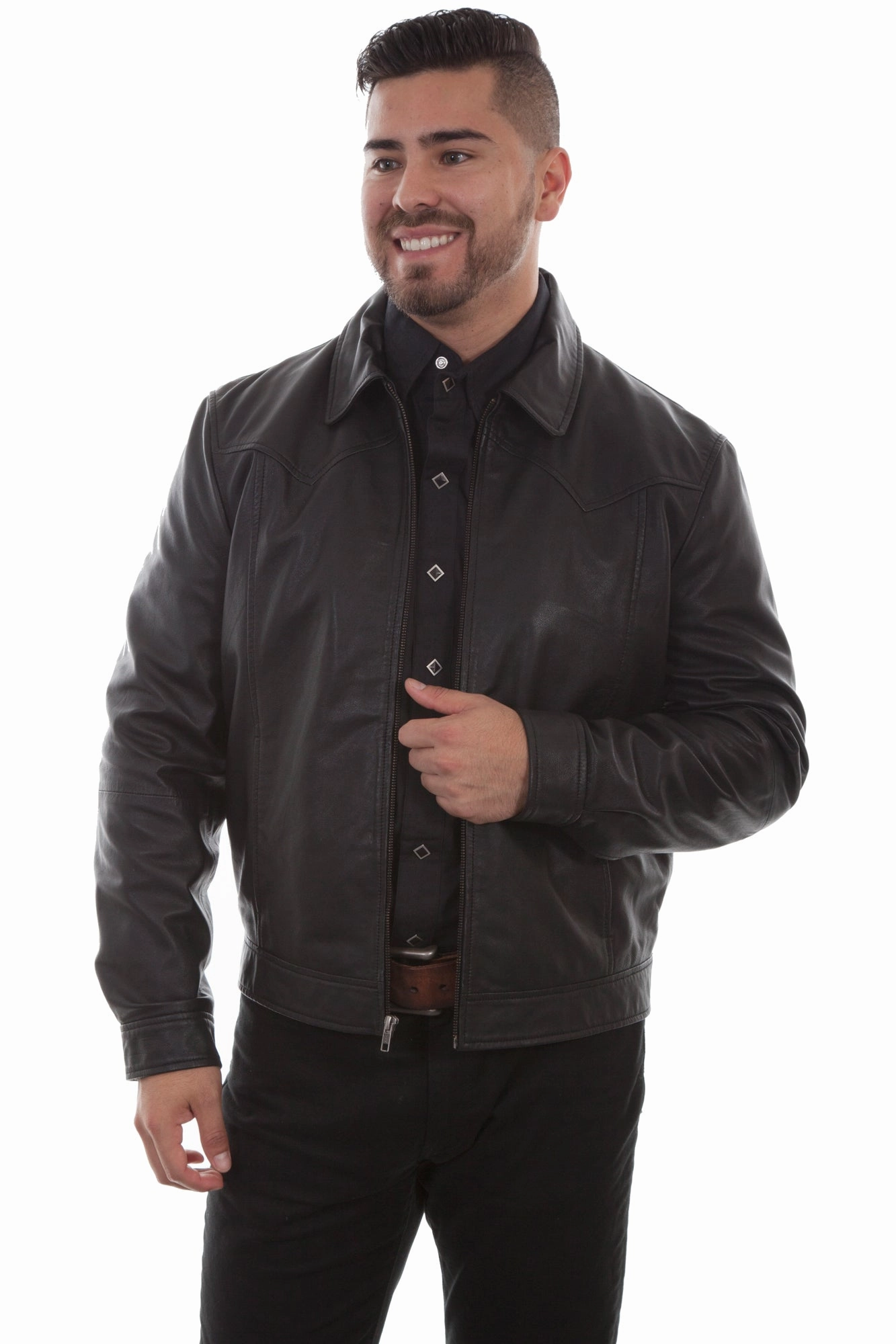 Scully Mens Black Lambskin Contemporary Jacket All Season Versatility Windproof Inner Layer