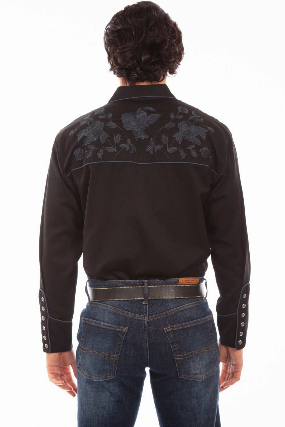 Budget Friendly Mature appeal Scully Mens Black Poly/Rayon Red Roses L/S Shirt