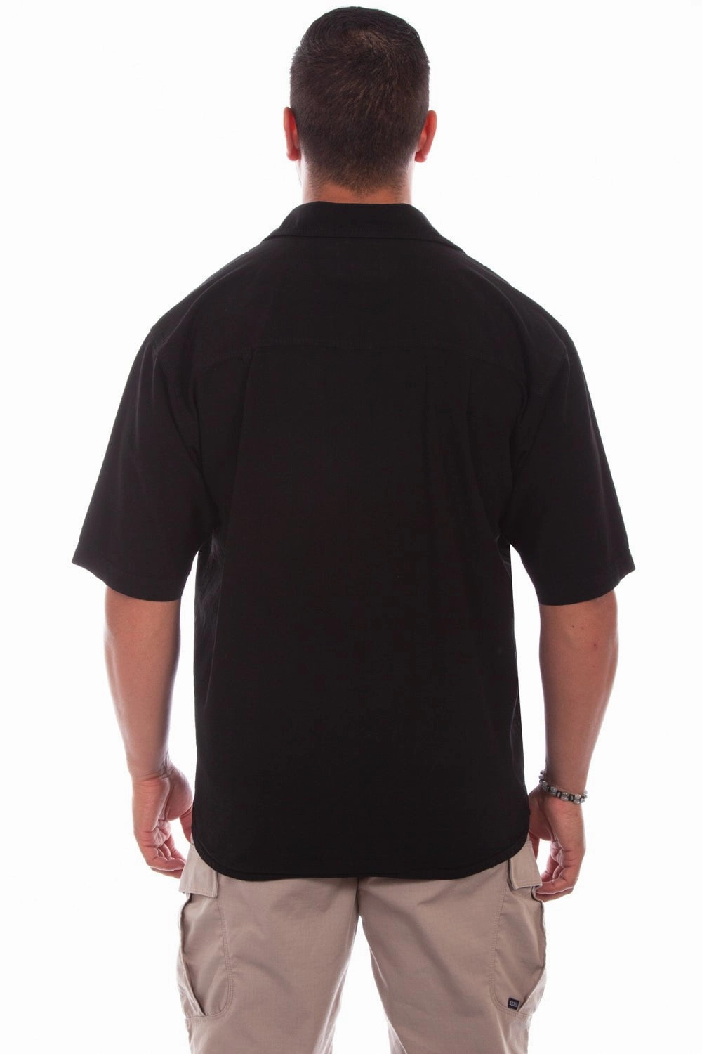 Eco Friendly Material Scully Mens Black/Tan 100% Cotton Calypso S/S Shirt