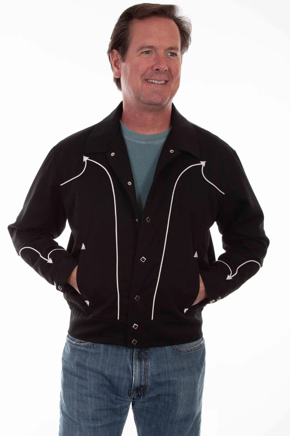 Scully Mens Bolero Style Black Poly/Rayon Cotton Jacket Microfiber Shell Sunday Walk Style
