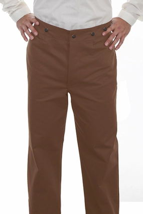 Scully Mens Brown 100% Cotton Herringbone Vigilante Pants Flexible Seam