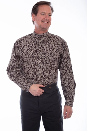 First Date Scully Mens Brown 100% Cotton Lg Paisley L/S Shirt