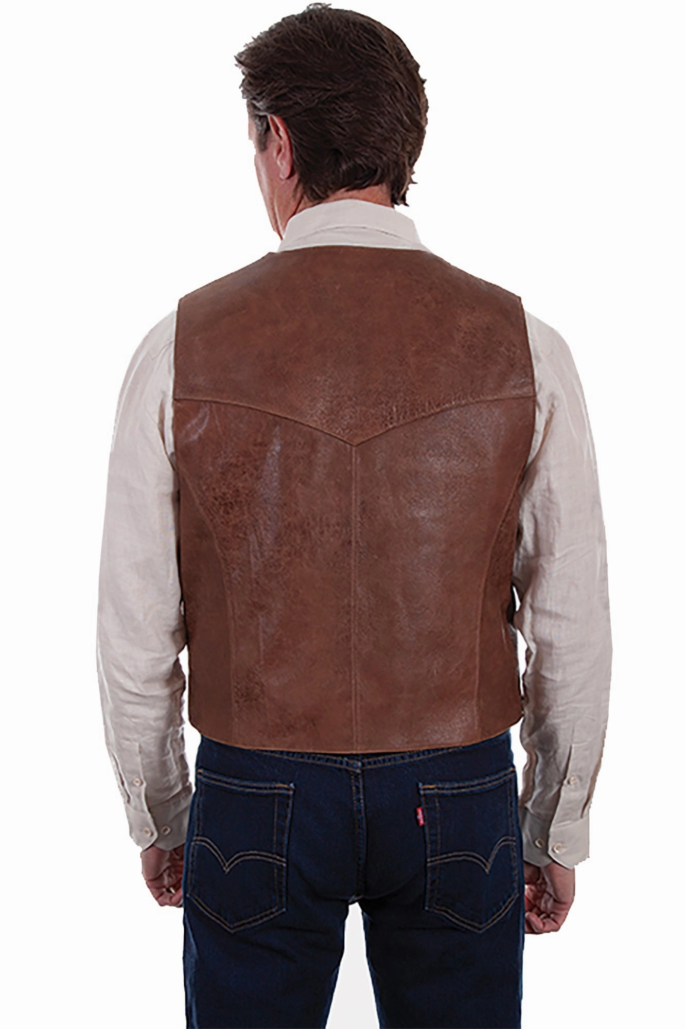 Sunday Walk Style Scully Mens Brown Lamb Leather Western Vest